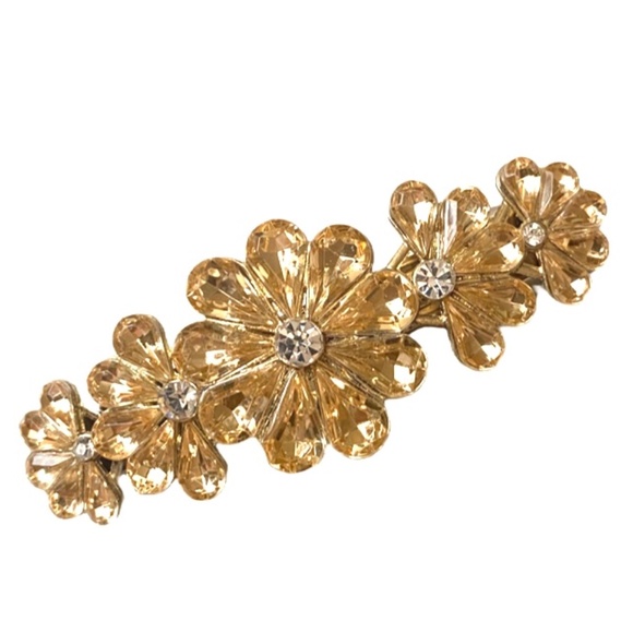 Sparkling Floral Crystal Barrette - Picture 2 of 6